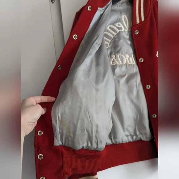 Vintage Cheerleader Varsity Wool Jacket - Red - Picture 12 of 16